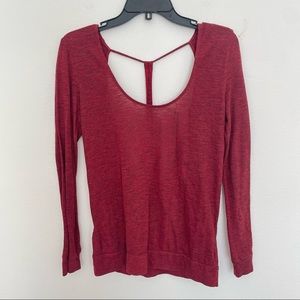 Lanston Shirt Size Small Womens Red Long Sleeve Cut Out Back Pullover